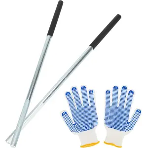 2 Pack Winding Rods for Garage Torsion Springs with Non-Slip Rubber Handle, Zinc Steel Winding Bars Hardware for Adjusting or Replacing Garage Door Tension Springs, Non-Slip Gloves Included, Black