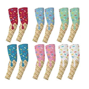 6 Pairs Ice Cream Drip Baseball Arm Sleeve Youth Cross Sun Protection Compression UV Protection Arm Sleeve for Boys and Girls summerwins