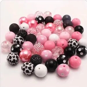 Mix Bags of Acrylic Beads 19-20mm 50pcs - Assorted Colors and Patterns for Crafting and Jewelry Making