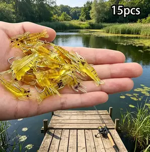 16Pcs Soft Plastic Fishing Lures, Bionic Grass Shrimp Shaped Micro Baits, Realistic Swimming Action, Flexible Soft Bait Design, Easy Hookups Fishing Accessories, Durable Universal Fishing Gear for Freshwater and Saltwater Outdoor Angling