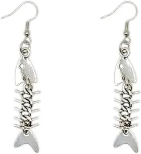 Fish Bone Grunge Earrings for Women Weird Y2K Punk Dangle Earrings Skeleton Goth earrings