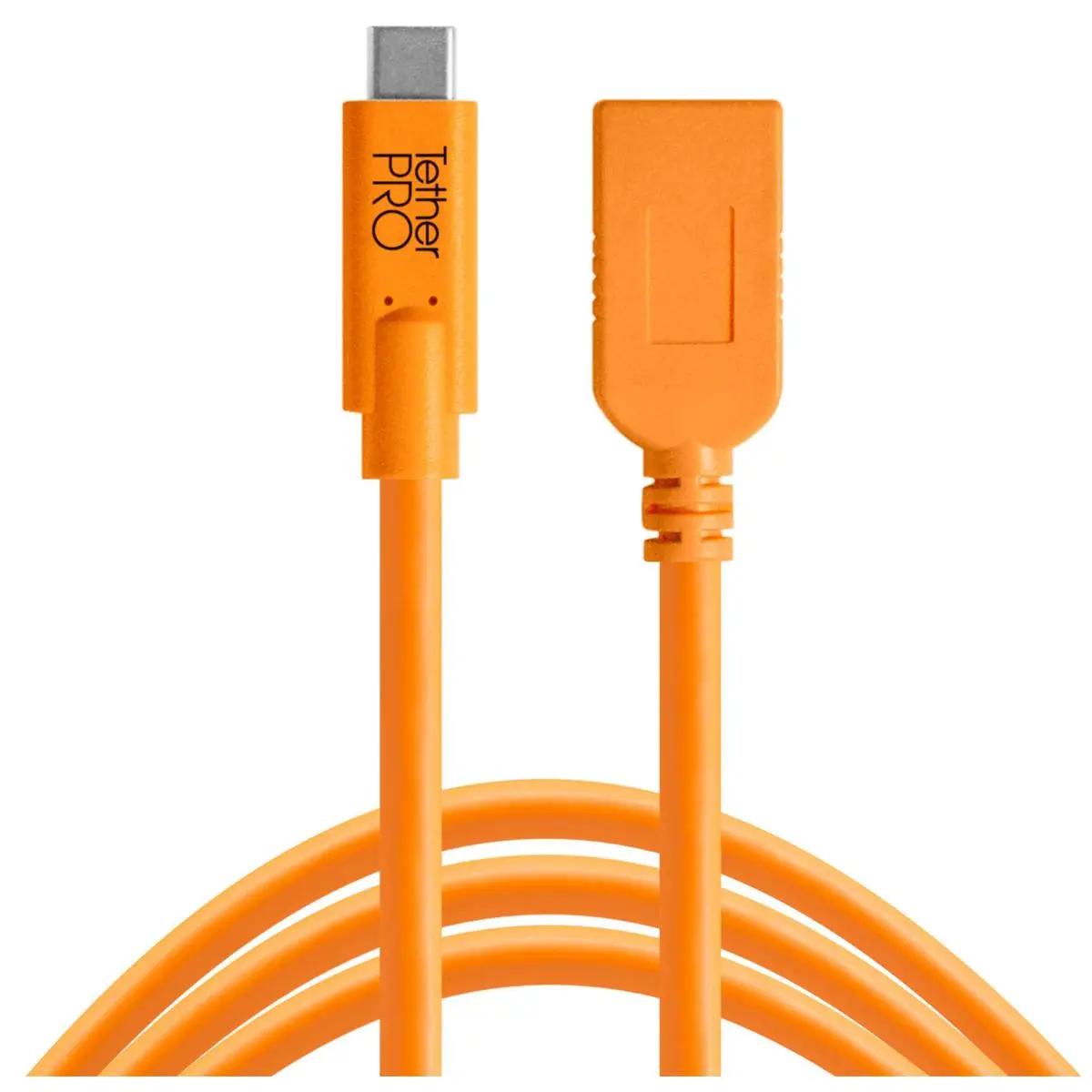 Tether Tools TetherPro USB-C to USB-A Female Adapter Extender Cable, 15', Orange - Computer & Devices Accessories, Noise-Reducing Design, Connection