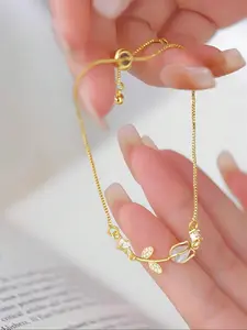 Tulip Rose Drawstring Bracelet for Women, Unique Style, Korean Rhinestone Claw Chain, Adjustable Bracelet, Fashion Accessory, Trendy Jewellery Accessories, Stainless Steel Bracelet