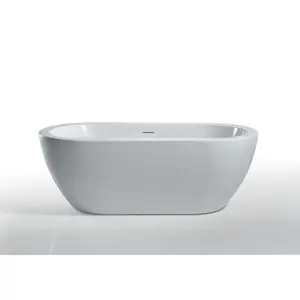 Miseno  59 in. Free Standing Acrylic Soaking Tub with Center, White