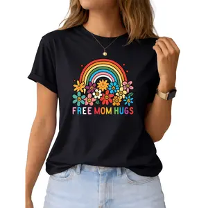 Celebrate Pride with Free Mom Hugs LGBT Parent Rainbow Tee