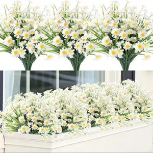 Artgood 6 Bundles Artificial Daisy Flowers, Artificial Flowers for Outside, Outdoor Fake Flowers for Decoration, No Fade Faux Plastic Flower, Garden Porch Window Box Decor