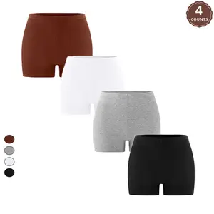 Women’s High Waisted Cotton Boxer Briefs 4-Pack – Soft Breathable Anti-Chafing Full Coverage Underwear, Stretch Comfort Panties S-XL tiktokshopspringglowup shorts scrunched