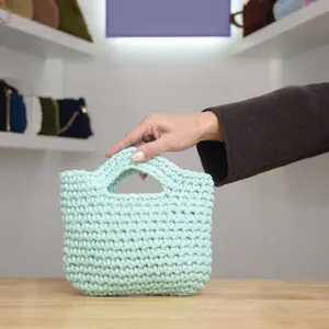 Handbag crochet - macrame cord - mint