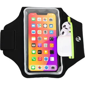 Running Armband with AirPods Pocket - Water Resistant Phone Holder for  16 15 14 13  Max, Galaxy S25 S24 S23, Fits Phones Up to 6.9", with Zipper Key/Card Slot