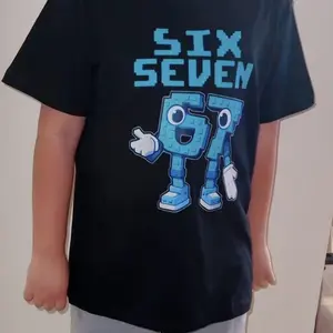 Boy's 67 Emoji Gesture Robot Number Character Mech Blue Lightning Fun 100% Cotton Pattern T-Shirt, Perfect Gift for Christmas and Game Day Parties, Toddler Cartoon T-Shirt, Teen Boy Clothing, Fun, Cool, Soft and Breathable Kids' Clothing.