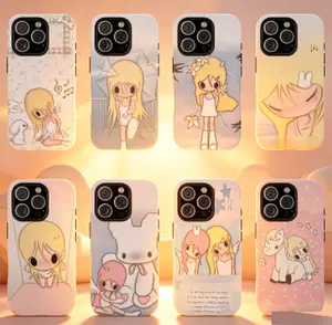 Dreamy INS Soft Healing Autumn Girl  Phone Case for iPhone 17 16 15 14 13 12 11 Pro Max, Cute Kawaii Gentle Illustration Aesthetic Tough Case, Cozy Healing Art Gift for Her Him