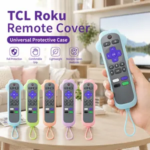 Luminous Remote Control Cover, Shockproof Silicone Remote Cover for TCL Roku TV Remote, Anti-Slip Drop Protection Case with Built-in Wrist Strap & Cute Paw Design, Full Edge Protection, Precise Button Cutouts, Lightweight Washable Kid-Friendly Sleeve