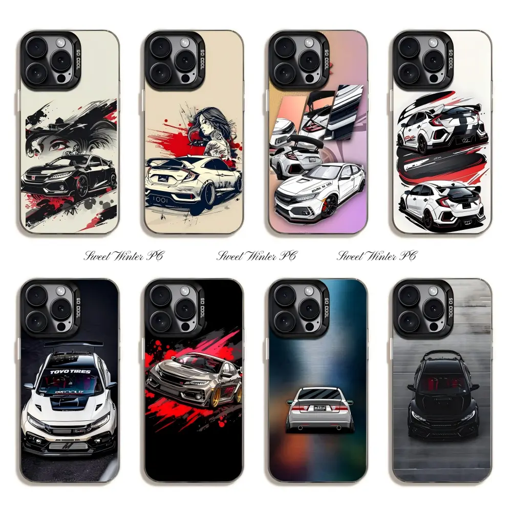 Cool Car JDM Design Phone Cases For iPhone 17 Promax Pro Air 16 Plus 15 14 13 12 11 Black IMD Matte Shockproof Protective Cover Perfect Christmas Halloween Birthday Gift