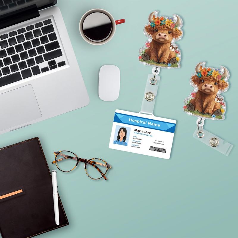 Highland Cow Badge Reel, Cute Cow Badge Clip, Funny Badge Reels Retractable for , Retractable Badge Holders with Clips, Durable Nylon Retractable Rope for Student Teacher Office Highland Cow Badge Reel, Cute Cow Badge Clip, Funny Badge Reels Retractable for , Retractable Badge Holders with Clips, Durable Nylon Retractable Rope for Student Teacher Office