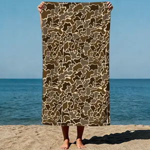 Earthy Camo Sand-Free Beach Towel | Ultra-Light Microfiber | Quick-Dry, Compact for Travel