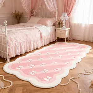 Fashion Creative Bedroom Bedside Carpet, Irregular Bowknot Pattern, Cute Luxurious Soft Plush, Holiday Home Decor, Valentine's Gift, Fluffy Bedroom Rug