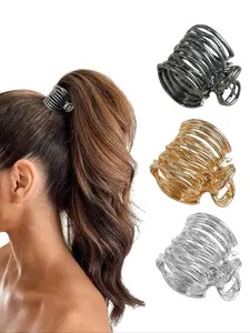 3pcs Elegant Metal High Ponytail Hair Claw Clips, Round Shape, Anti-Fall, Suitable for Daily Use and Party Gatherings, Spring Clip