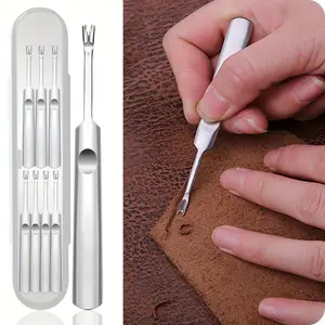 Leather Craft Tool Set, 3/7 Pieces Leather Stitching U Groove Cutter Edger, Stainless Steel, Ideal for Enthusiasts