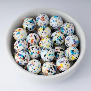 Glow Stick Silicone Beads Printed Round Silicone Beads