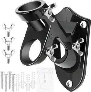 Flag Pole Holder, Outside House Flag Pole Bracket, Heavy Duty Metal Flag Mount,  Alloy Mounting Brackets, Outdoor Flag Holder-  Rust Free, Dual Position 1 inch Black