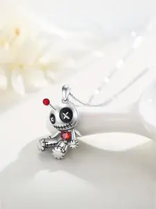 Dark Gothic Curse Doll Necklace, Creative Fun Punk Halloween Pendant, Unique Design Jewelry for Party & Cosplay Accessories, Gothic Witch Jewelry