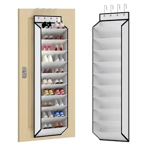 10-Tier Wall-Mounted Hanging Shoe Organizer, Large Deep Pockets, Metal Hooks, Fits 20 Pairs, Ideal for Closet, Dorm, Sports Shoes Storage