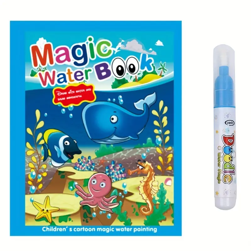 Magic Water Painting Toy Book with Pen - Reusable Doodle  Educational Craft Toy for Youngsters, Assorted Colors (Purple/Red/Green/Blue) - Perfect Christmas Gift, Perfect for Winter, New Year