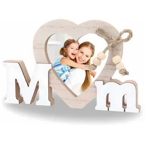 Personalized Mom Photo Frame Ornament, Custom Wooden Picture Frame Gift, Birthday Present for Mom, Thanksgiving Christmas Gift