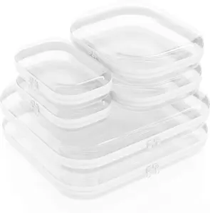 Clear Hard Shell Zippered Cases Dustproof PVC Laces Closure Storage Bins Waterproof Cosmetic Toiletry Bags Travel Makeup Brush Case Organizer Set for Bead Small Objects Multi Functional Portable Travel Organizer