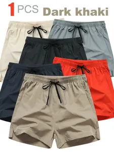 Men's Summer Casual Ice Silk Shorts, Soft Comfortable Fabric, Drawstring Waist, Zipper Pockets, Outdoor Sports Running Fitness