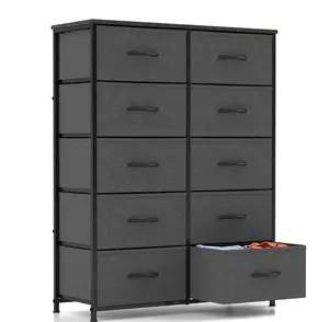 10-Drawer Fabric Dresser Storage Chest for Bedroom, Closet, Entryway, Storage Furniture for Adults, Gray