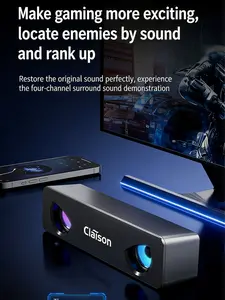 Claison Desktop Soundbar – Bluetooth 5.4, RGB Gaming Speaker with 3D Surround Sound & Deep Bass for PC, Laptop, TV & Phone