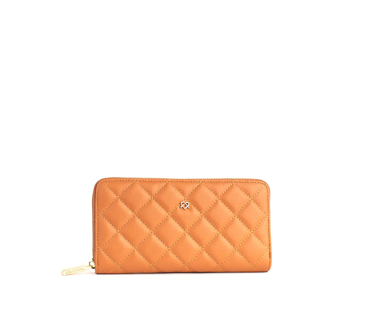 Uptown Quilted Tan Zipper Wallet - Lightweight Non-Toxic Handcrafted Vegan Eco Polyurethane Wallet with Internal Slip Pocket & Divider Zipper Pocket