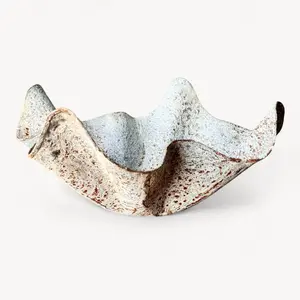 ZINA Scalloped Metal Planter Bowl – Rustic Galvanized Catchall for Fruit, Decor, Entryway