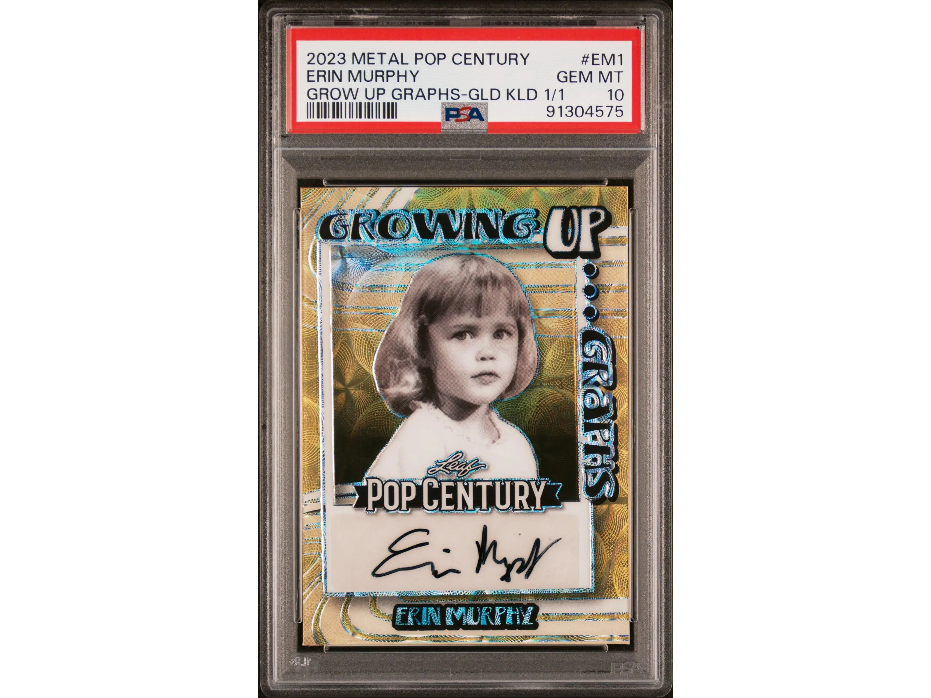 2023 Leaf Metal Pop Century Growing Up Graphs Grow Up Graphs-Gld Kld 1/1 Erin Murphy #EM1 PSA 10