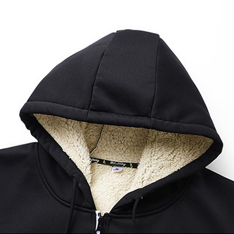 Men's Winter Fleece Hoodie – Thick, warm jacket with an adjustable drawstring hood, ribbed cuffs, and zippered front closure; perfect for outdoor hikes, jogging, fishing, gym workouts, or everyday casual wear; a must-have versatile piece for men's wardrob