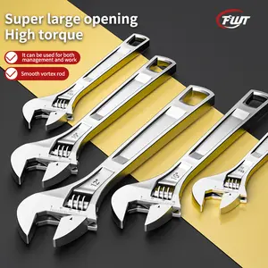 Adjustable Multifunctional Wrench Set 8-10-12-15 Inches Large Opening Long Handle Universal Tool Lever Lock Mechanism Secure Grip Cr-V Steel Professional Garage Hand Repair
