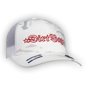 DirtBag Clothing BOSS Core Multicam Alpine White Trucker Hat with Embroidered CORE Logo & Curved Visor for Men's Fashion