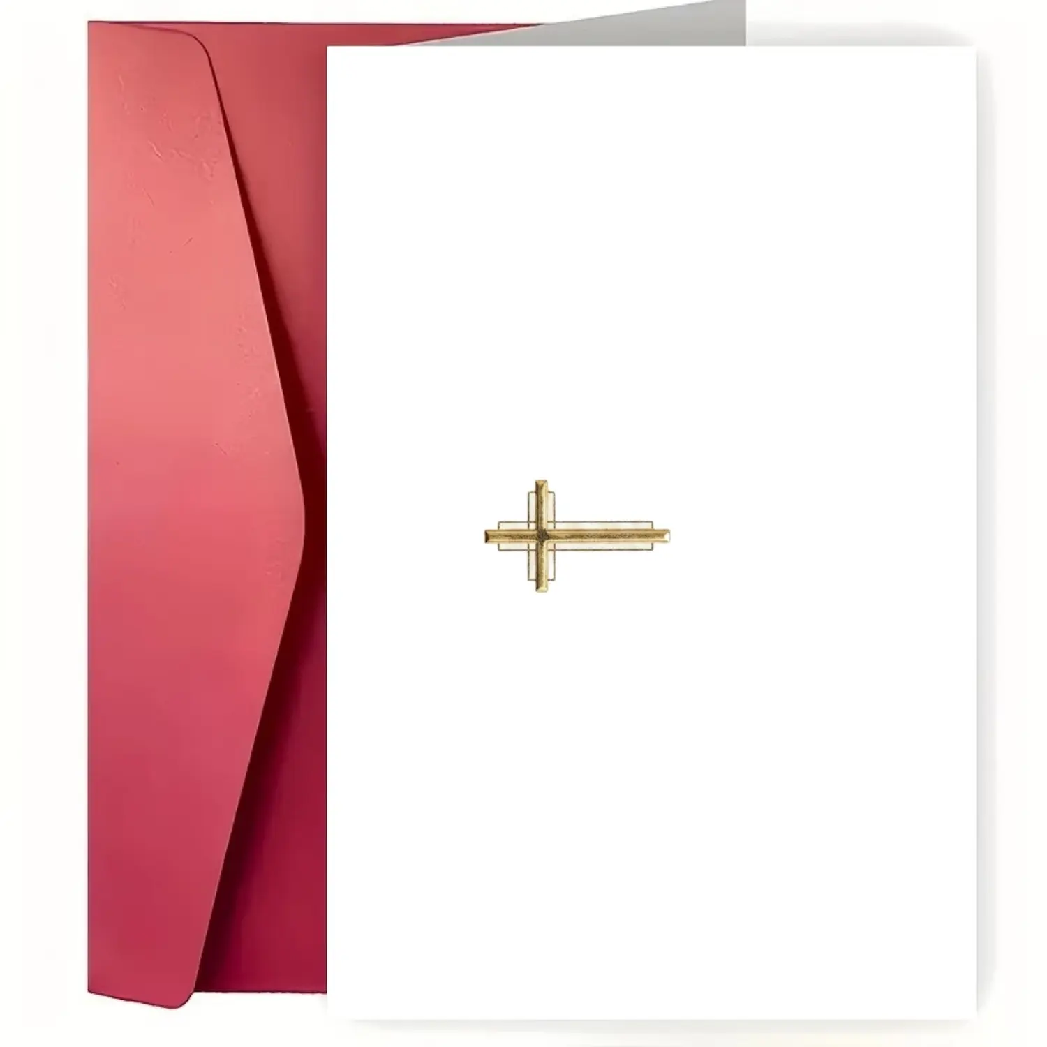 ✝️ Elegant Gold Cross Greeting Card for All Occasions ✨ Premium 350GSM Glossy Finish 5x7 Blank Inside for Personal Message 🕊️ Perfect Religious Gift for Baptism Confirmation First Communion Sympathy & Church Events with Bold Red Envelope 💌🙏