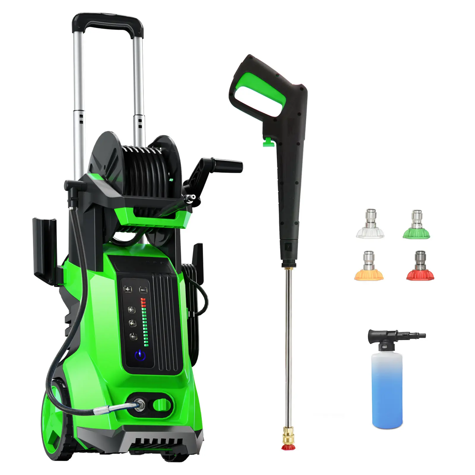Electric Pressure Washer, 4500 PSI Max Power 4.0 GPM with Smart Control Touch Screen, 15 Levels of Adjustment, Kink-Resistant Hose with Hose Reel, Quick Connect Fittings, Soap Tank for Driveway Clean, Home Users