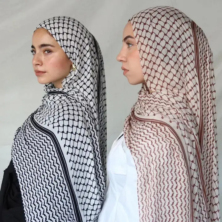 180*70cm Middle East Islam Arab Keffiyeh Muslim Shawl Printing Chiffon Palestine Hijab Head Neck Scarves Musulman Hijabs