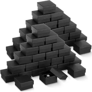 72 Pcs Jewelry Gift Boxes Cardboard Jewelry Boxes Packaging Foam Cushion Square Gift Box for Ring Necklace Earring Display, 2 x 2 x 1.2 Inch (Black)
