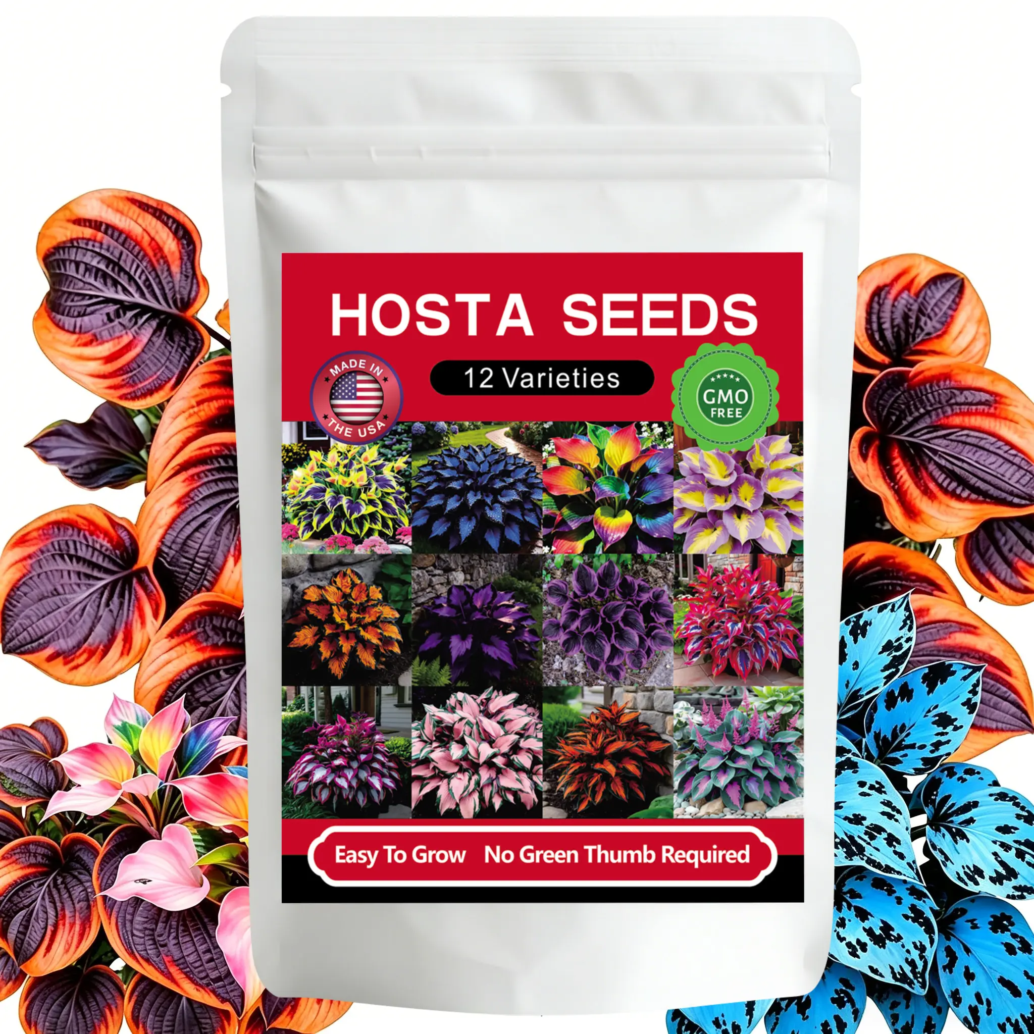12 Varieties Hosta Seeds Rare Perennial Flower Seeds for Shade Gardens Long Blooming Plants for Ground Cover & Containers Ideal for Shaded Pathways and Borders