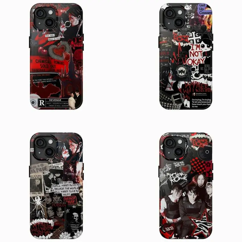 4 Styles My Chemical Romance Tough Phone Case, Vintage Emo Aesthetic, Gerard Way Phone Case For iPhone 11 - 17