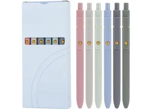 6 Pcs Gel Pens 0.5mm Fine Point Quick Dry Blue Ink Pen Retractable Cute Colorful Barrel Smooth Writing
