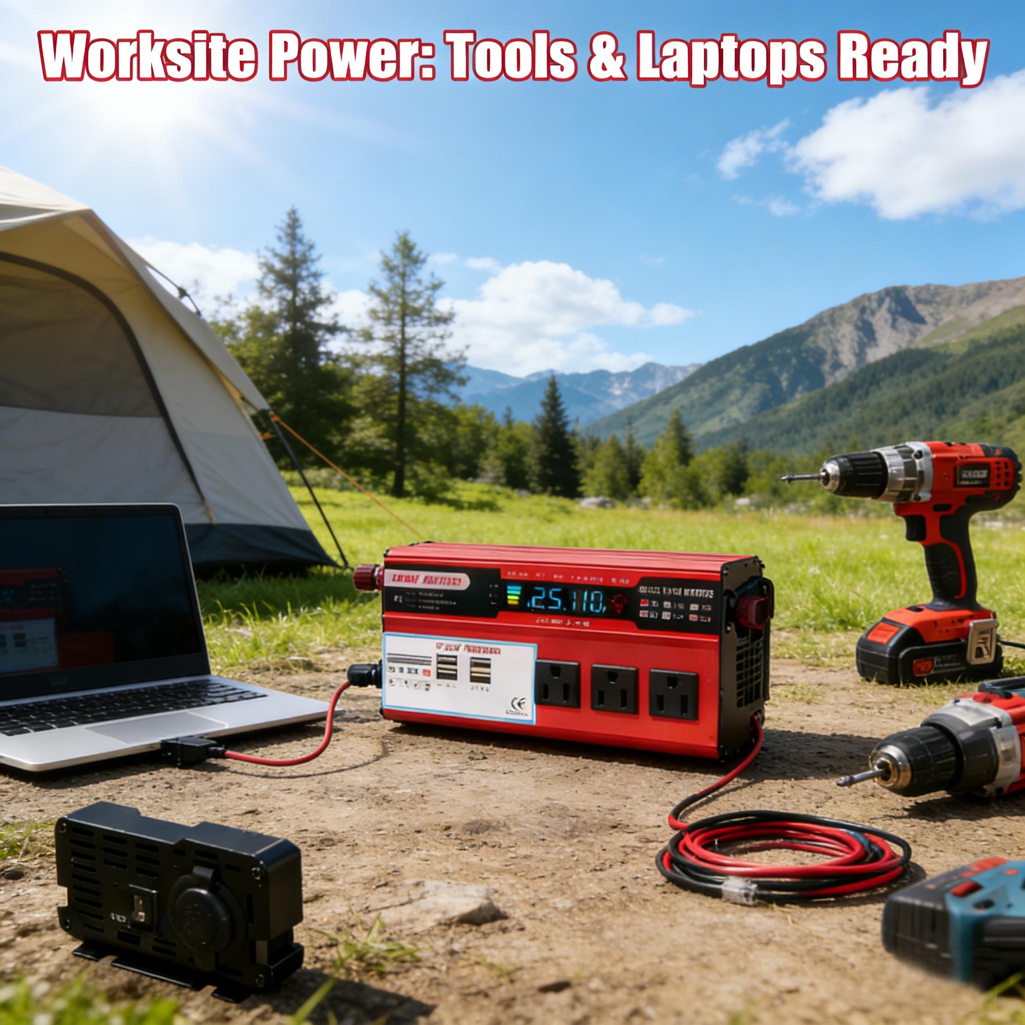 Pure Sine Wave Inverter 5000W 12V to 24V 4000W Peak Dual AC Sockets USB Hardwire Remote for Truck RV Off-Grid Solar Setup Stable DC to AC Power Converter for Vehicle Camping Solar Backup System