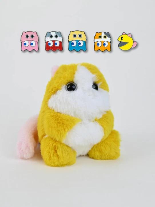 FUFUSOUL Pac-Man Co-branded Series FuDouDou FuFuDou Bubble Cola Scented Plush Toy Limited Edition with Badge Movable Mouth Stuffed Doll for Fans & Gifts
