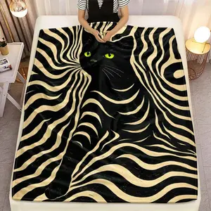 1pc Black & White Zebra Print Flannel Blanket - Ultra-Soft 280GSM Heavy-Duty All-Season Bedspread, 3 Sizes (30x40in, 50x60in, 60x80in) & Zebra Theme, Travel, Camping, Couch - Cozy S &, Birthday Mother's Day Size 70x140cm/27. 56x55. 12 In