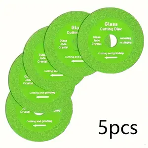 5pcs Green Glass Cutting Sheet Green Thin Saw Blade Wheel Glass Ceramic Cutting Tool, 100mm Glass Cutting Disc Diamond Saw Blade