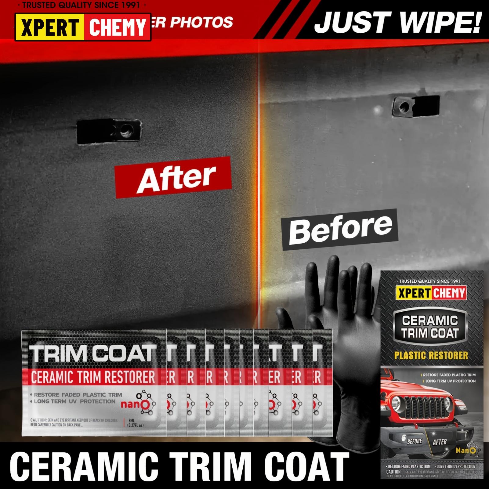 XPERTCHEMY Ceramic Trim Coat Kit Plastic Restorer for Cars Ceramic Coating Wipes to Lasting Over 230 Washes The Ceramic Coating Helps Improve Optical Clarity On Clear Car Plastic